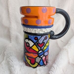 Romero Britto Butterfly Design Travel Latte Coffee collectible Mug